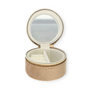 Sieraden reisdoosje met spiegeltje rond Brown