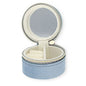 Sieraden reisdoosje met spiegeltje rond Grey blue