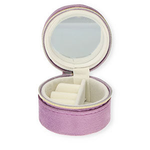 Sieraden reisdoosje met spiegeltje rond Purple