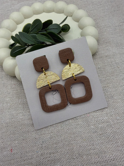Noor – espresso geometrische statement oorbellen