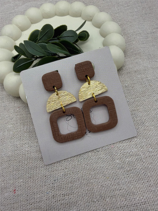 Noor – espresso geometrische statement oorbellen