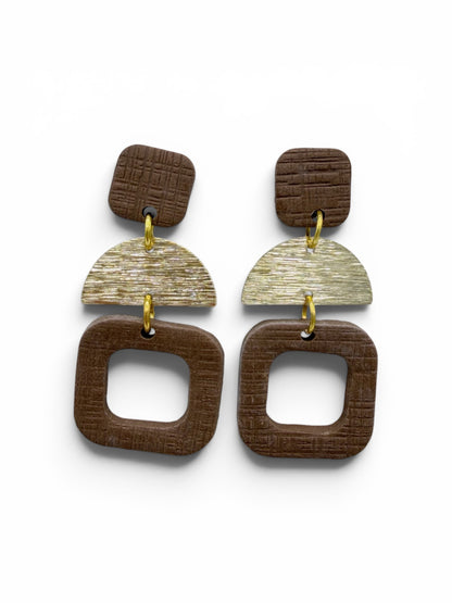 Noor – espresso geometrische statement oorbellen