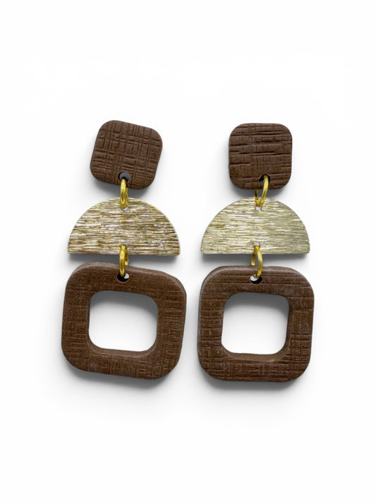 Noor – espresso geometrische statement oorbellen