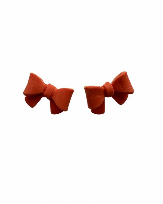 Royal Bow Warm Coral - Oranje statement oorbellen
